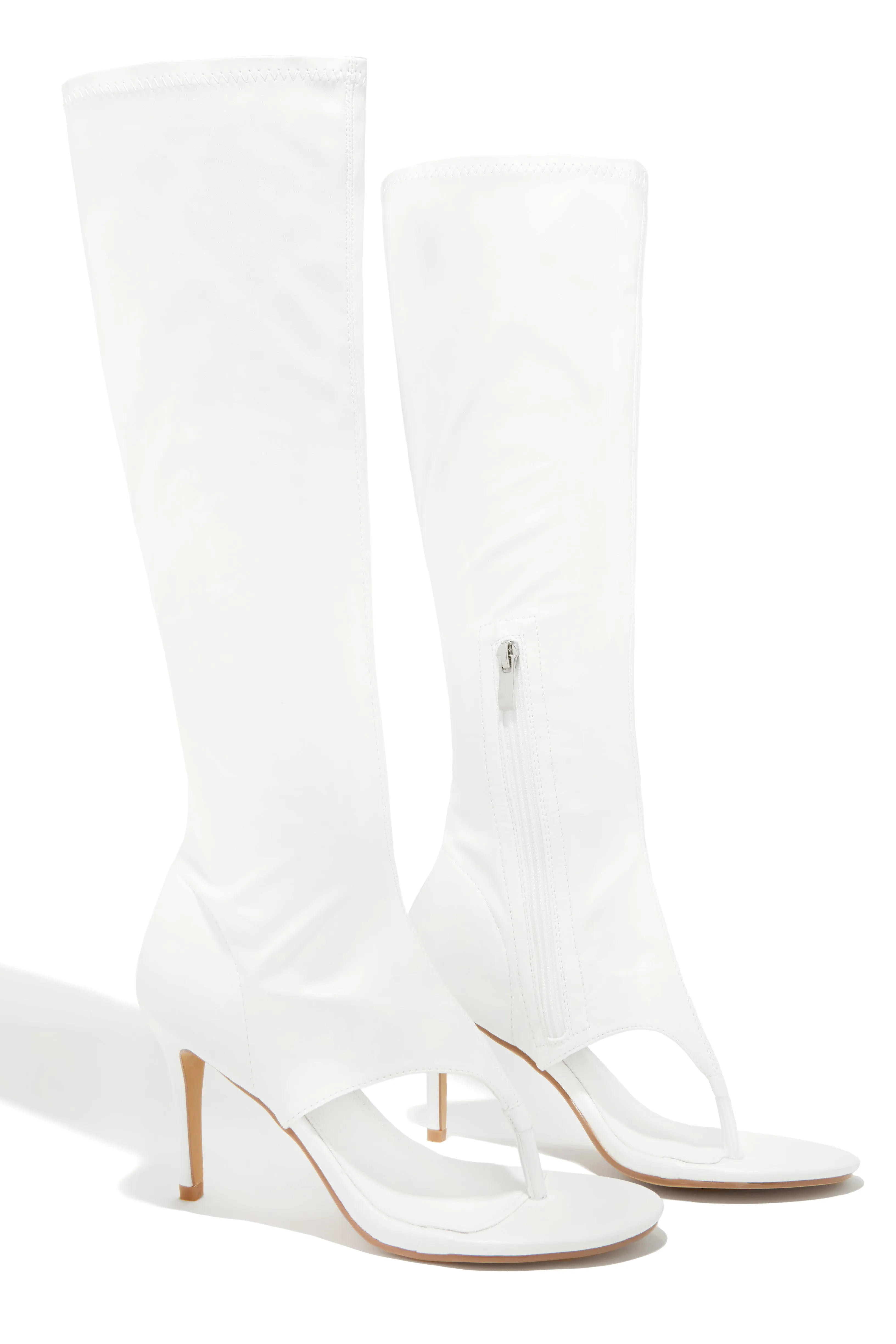 Natalia Thong Strap Heels - White