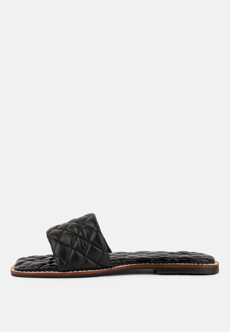 ODALTA Black Handcrafted Quilted Summer Flats