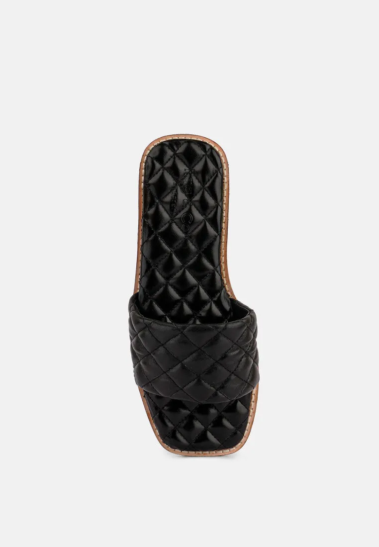 ODALTA Black Handcrafted Quilted Summer Flats