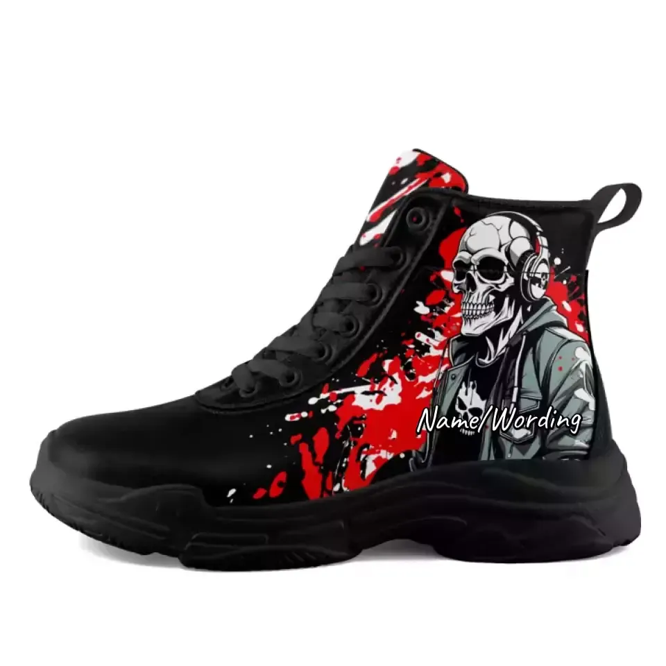 Personalized High-Top Sneakers,Custom Skull, Graffiti Shoes, Stylish and comfortable Shoes