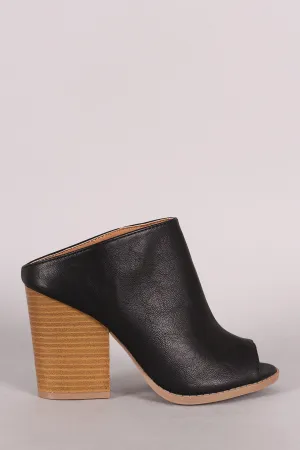 Qupid Peep Toe Slip On Mule Chunky Heel