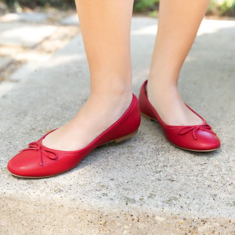 Sadie Ballet Flat in Red Leather