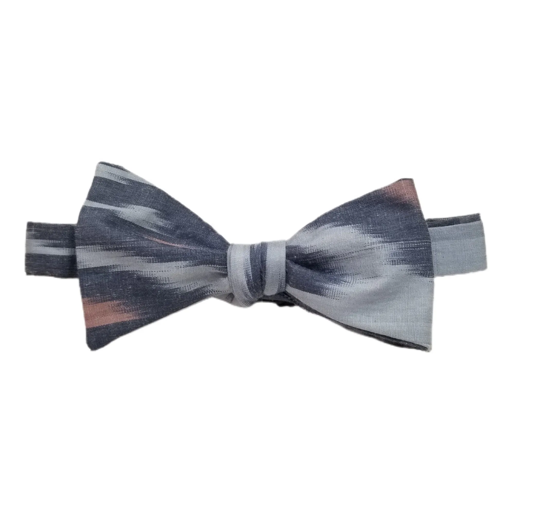 SALE- Edisto Silk Ikat Bow Tie - Grey, Blush Pink