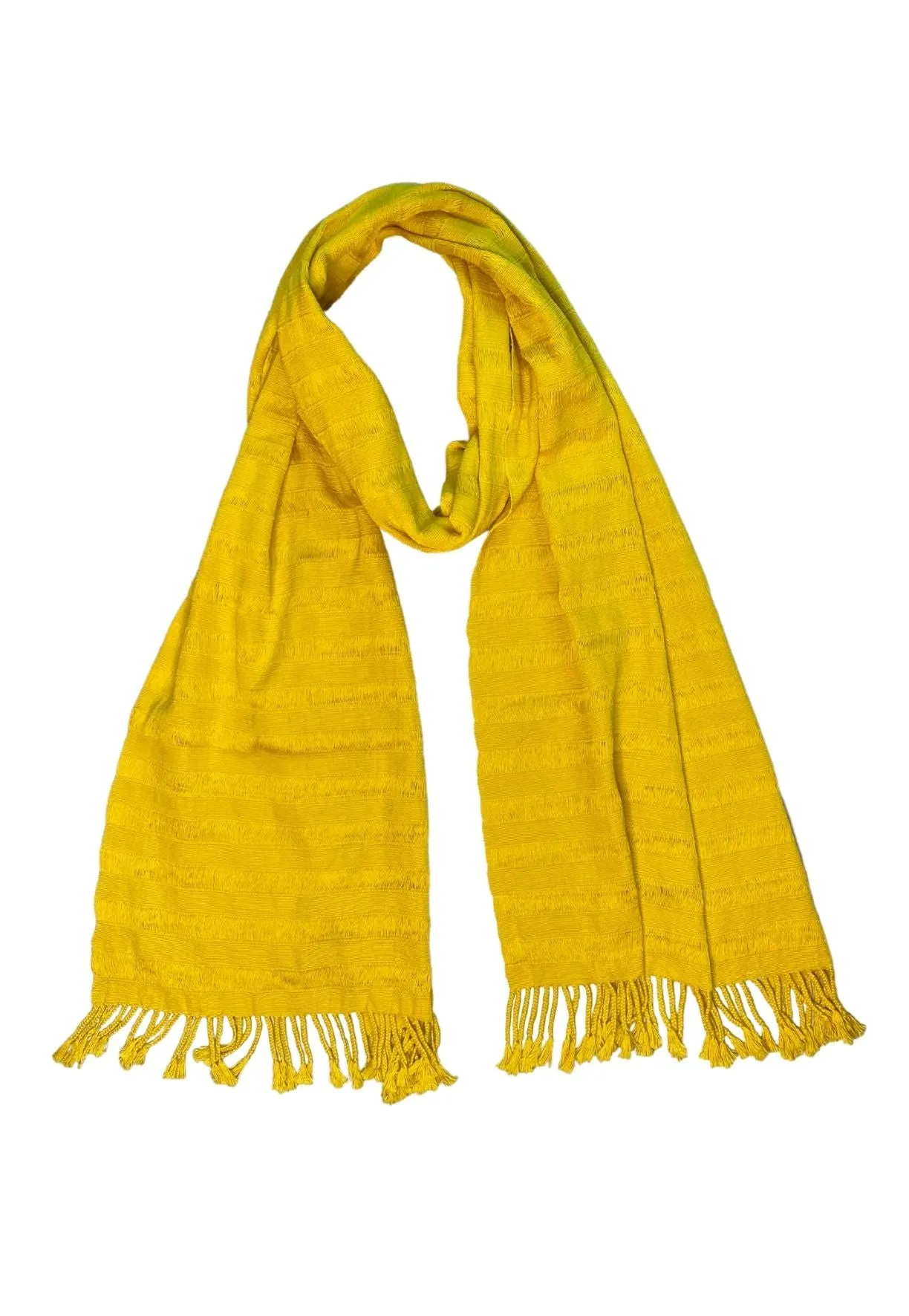 SALE - Woven Cotton Scarf from Mexico - Yellow