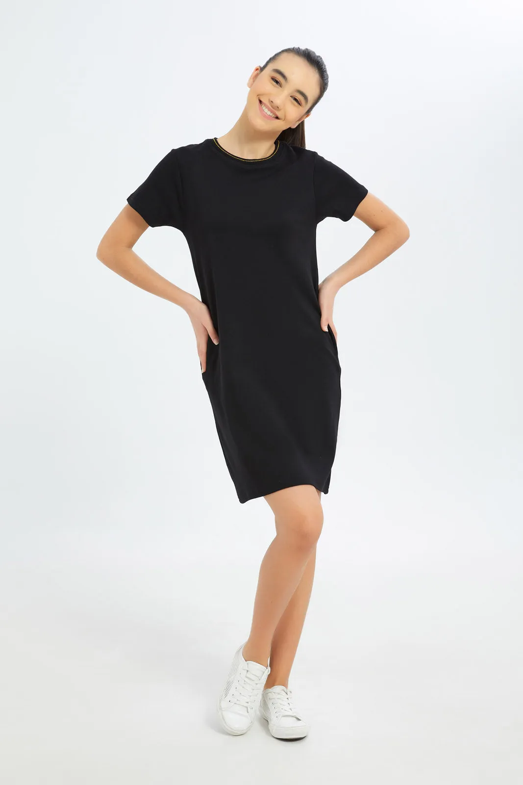 Senior Girls Black Basic Dress