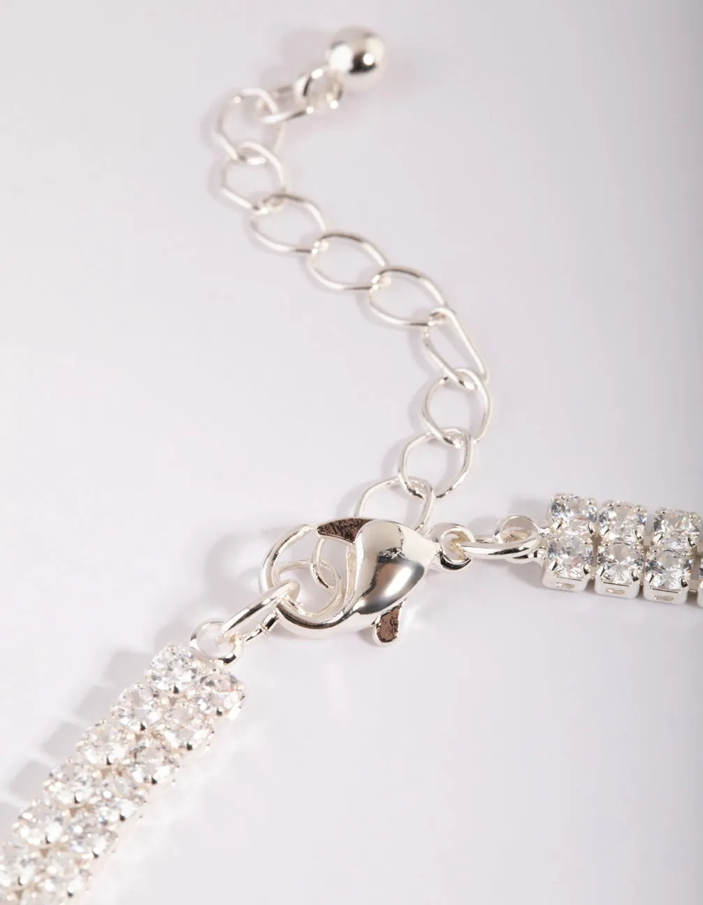 Silver Cubic Zirconia Layered Anklet