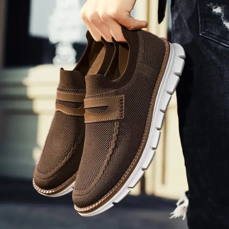 Slip On Mesh Breathable Sneakers - Brown