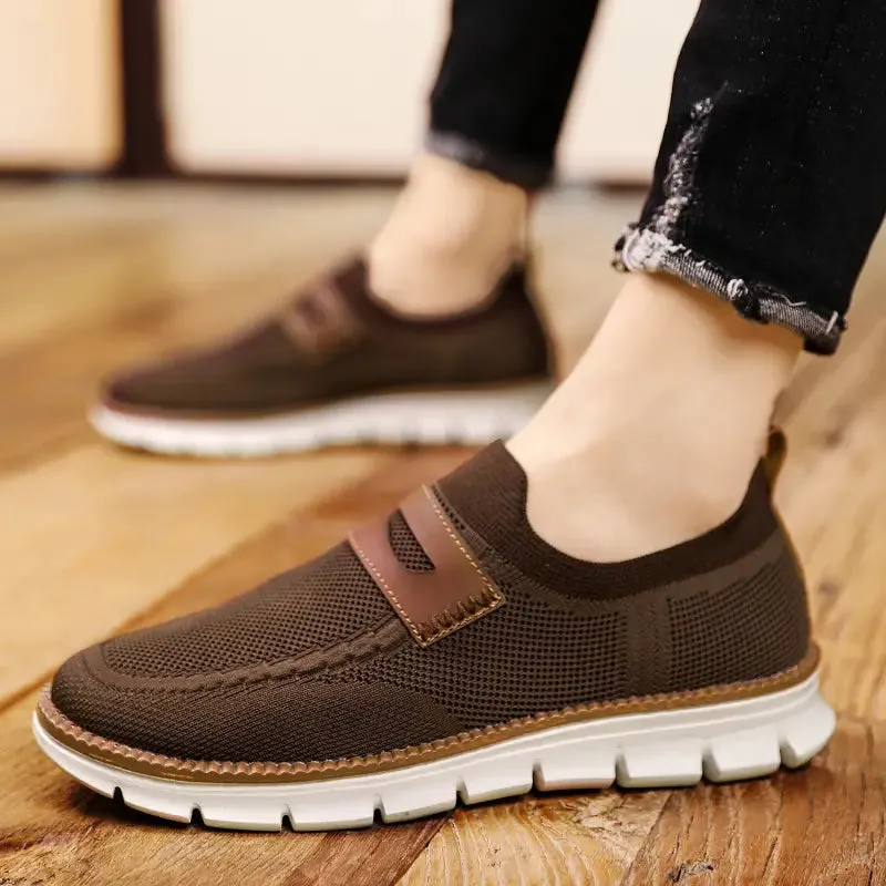 Slip On Mesh Breathable Sneakers - Brown