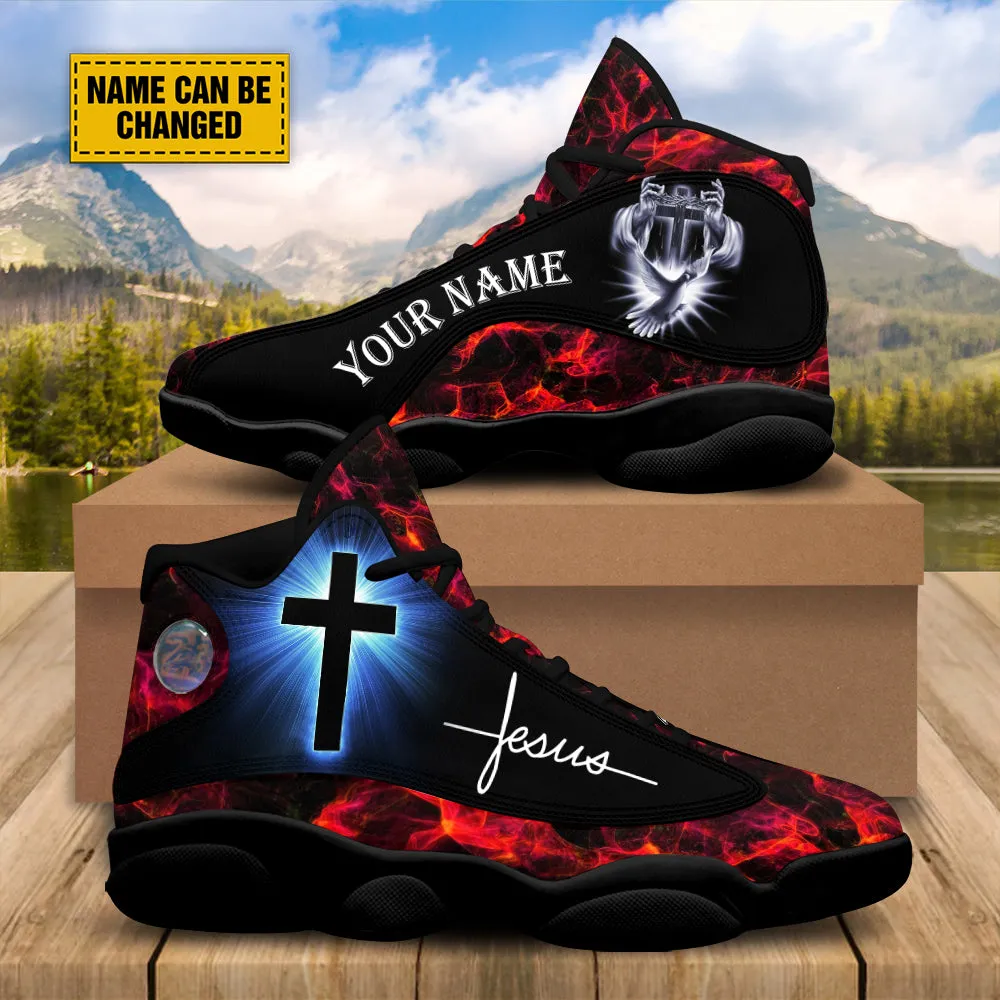 Teesdily | Customized Jesus Cross Basketball Shoes, Christian Running Shoes, Unisex Shoes With Thick Sole, Jesus Lover Gift