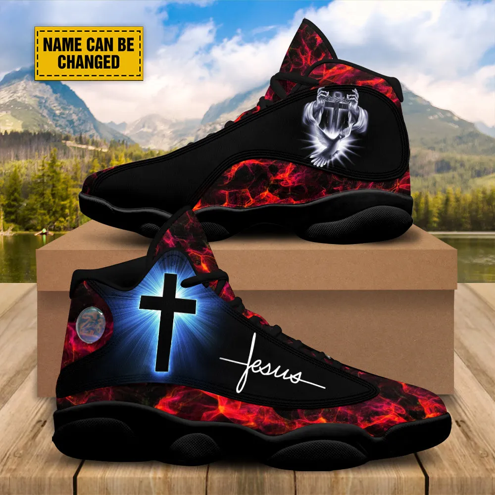 Teesdily | Customized Jesus Cross Basketball Shoes, Christian Running Shoes, Unisex Shoes With Thick Sole, Jesus Lover Gift