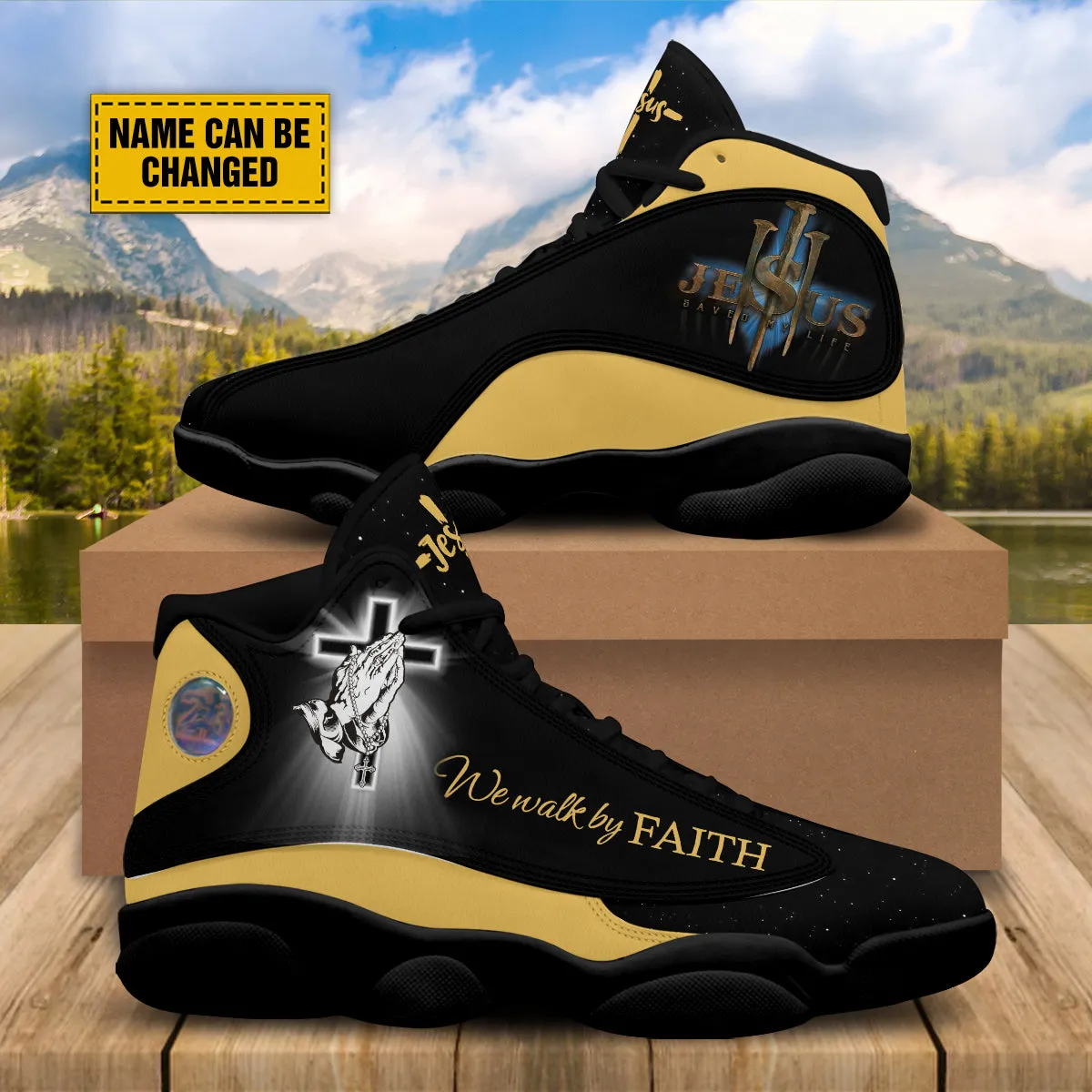 Teesdily | Jesus Saved My Life Basketball Shoes, Jesus Christ Walk By Faith Running Shoes, God Prayer Footwear Unisex Basketball Shoes