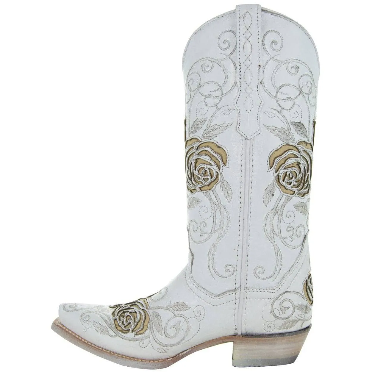 White Rose Inlayed Women's Cowgirl Boots (M50032)