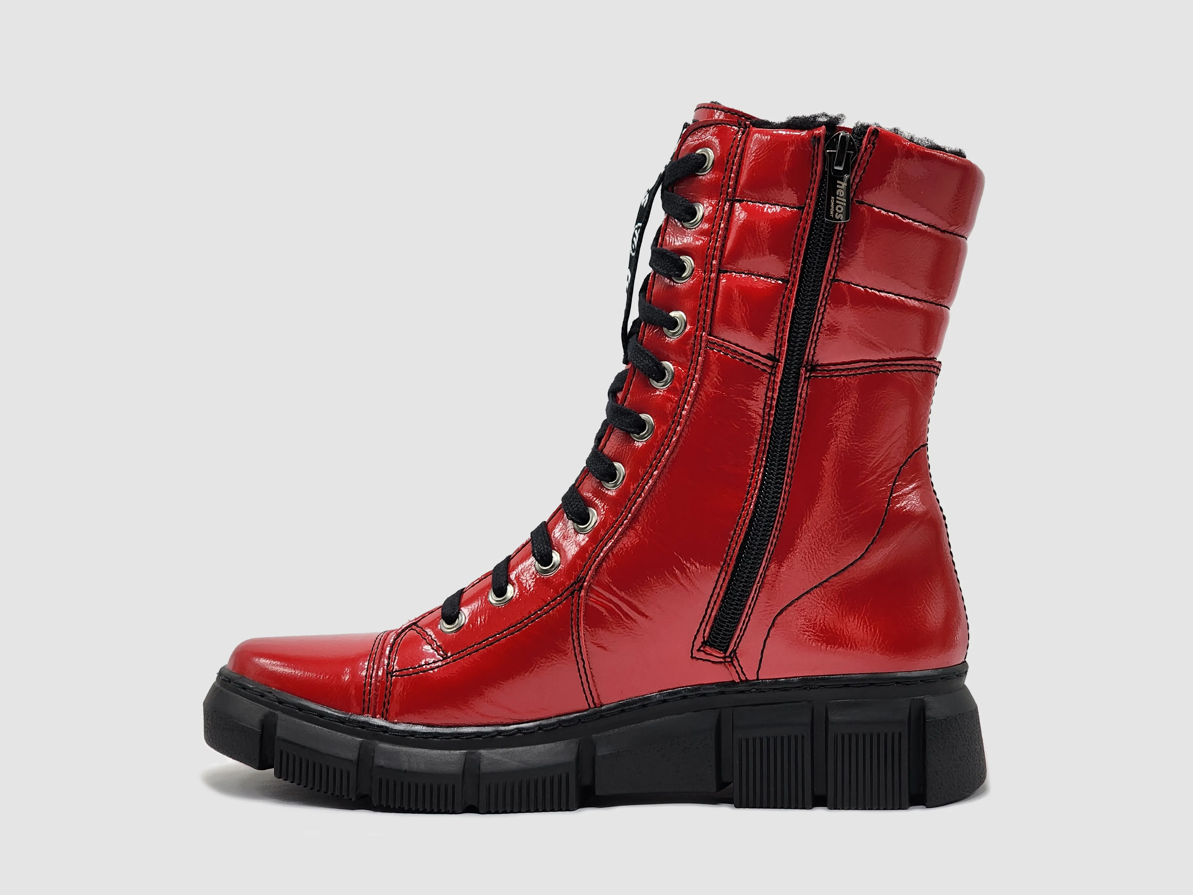 Women's Helios Medusa Wool-Lined Zip-Up Leather Boots - Red