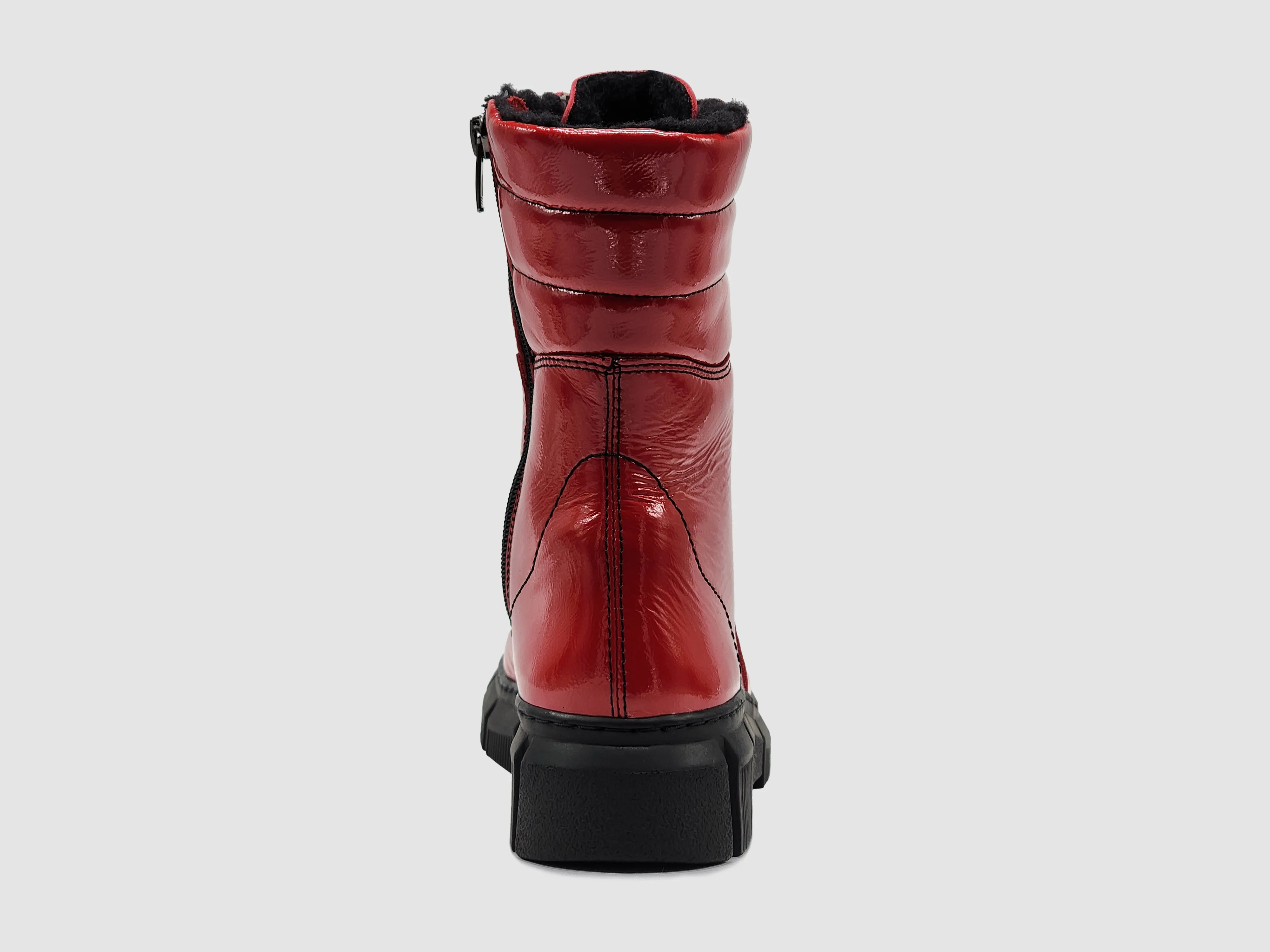 Women's Helios Medusa Wool-Lined Zip-Up Leather Boots - Red