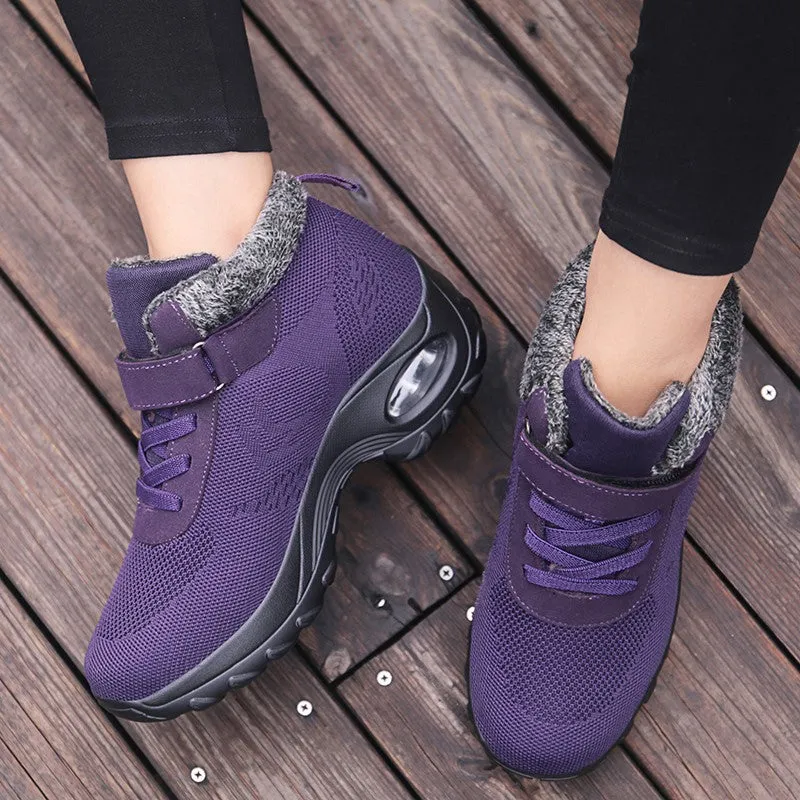 Women's winter thermal plush fashion joker velcro boots