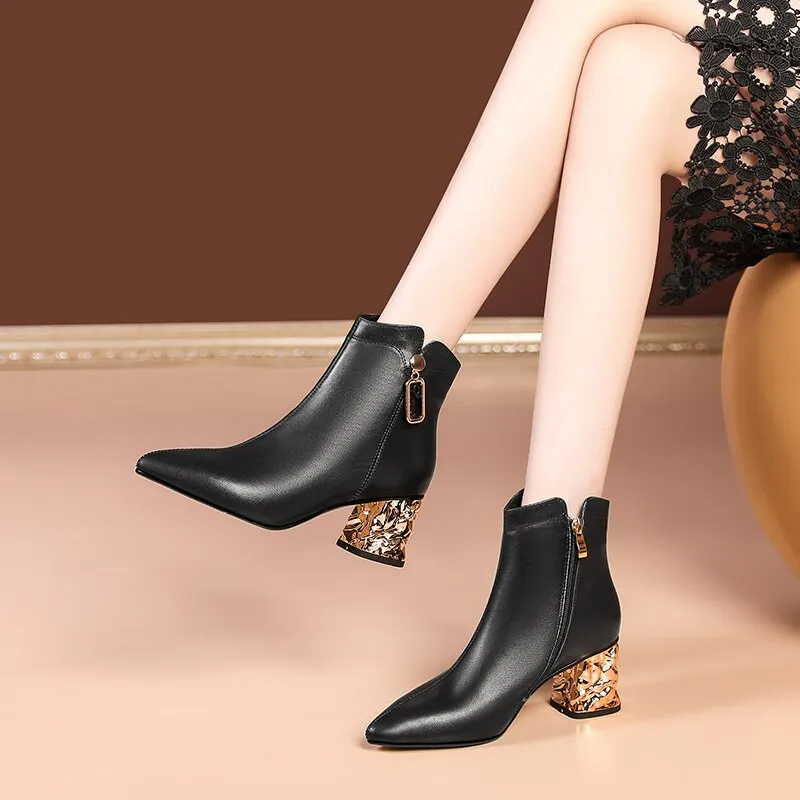 ZipperLux Exotic Leather Ankle Boots