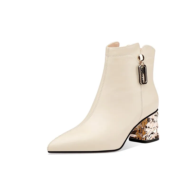 ZipperLux Exotic Leather Ankle Boots