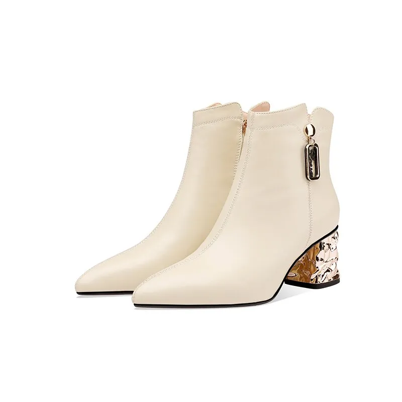 ZipperLux Exotic Leather Ankle Boots