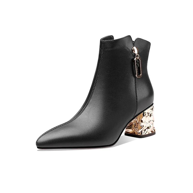 ZipperLux Exotic Leather Ankle Boots