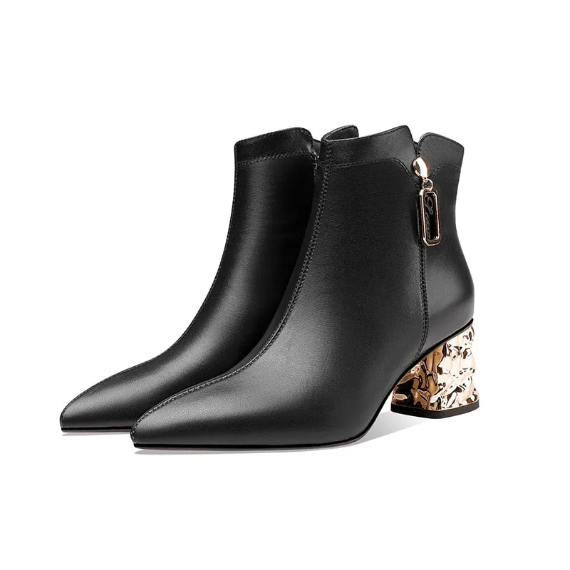 ZipperLux Exotic Leather Ankle Boots