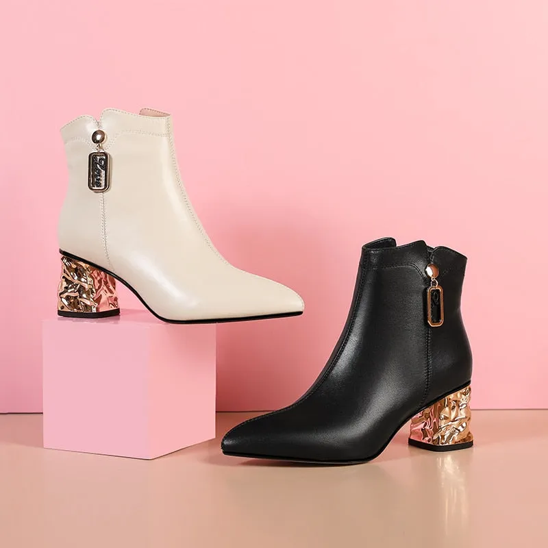 ZipperLux Exotic Leather Ankle Boots