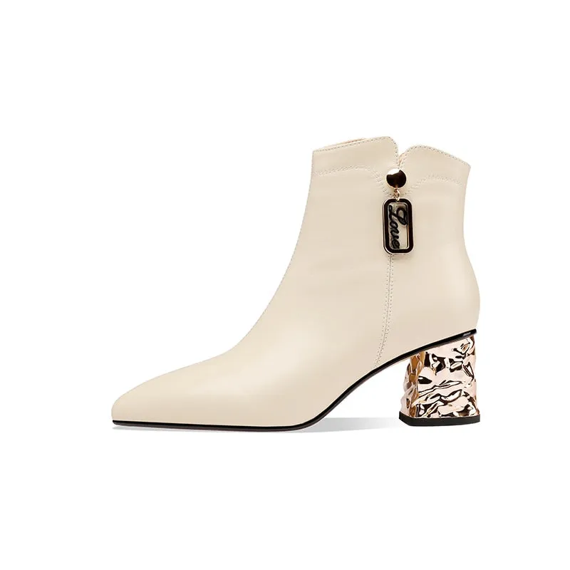 ZipperLux Exotic Leather Ankle Boots