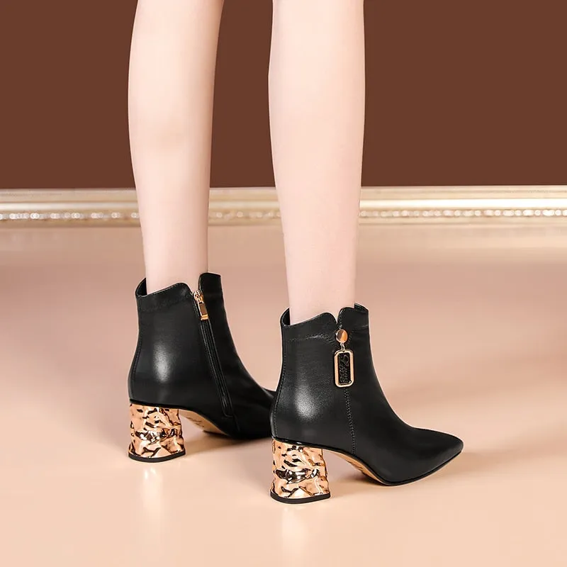 ZipperLux Exotic Leather Ankle Boots